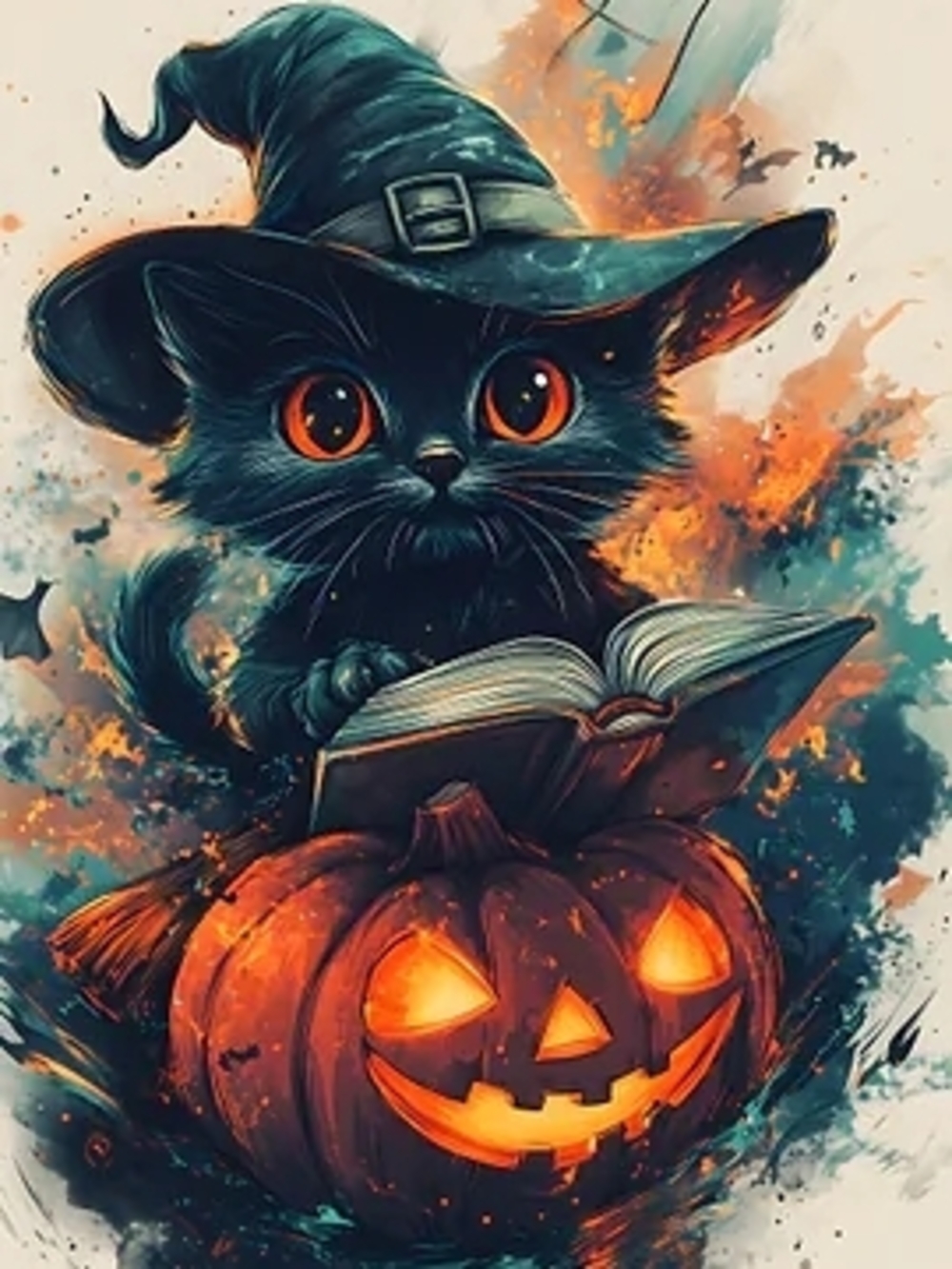 Custom Fridge Magnet Black Witch Cat Halloween Home Kitchen Decor